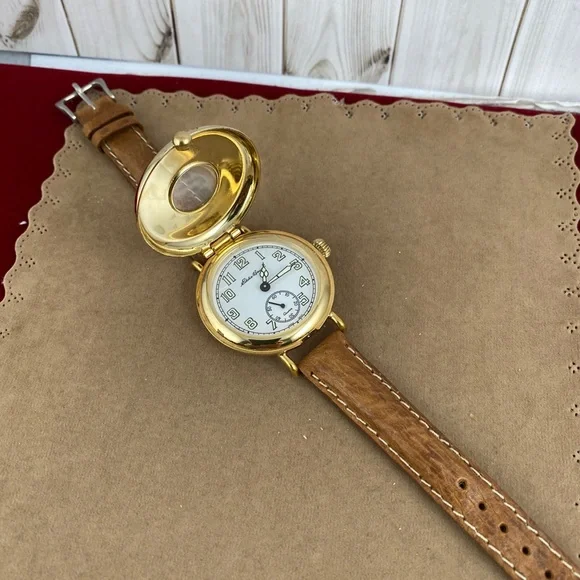 Vintage Eddie Bauer 18KGP Field Watch Flip Top Crystal Guard - Picture 5 of 11